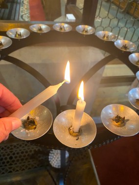 lighting a candle