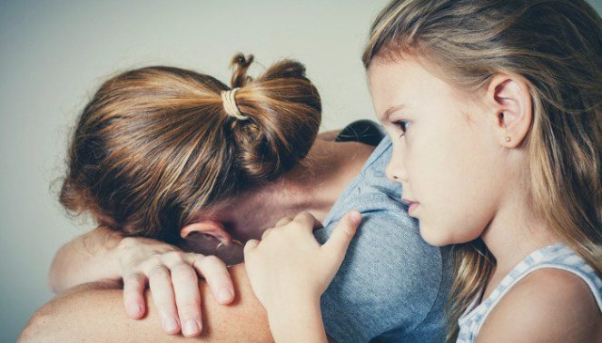 Exhausted-Mother and child