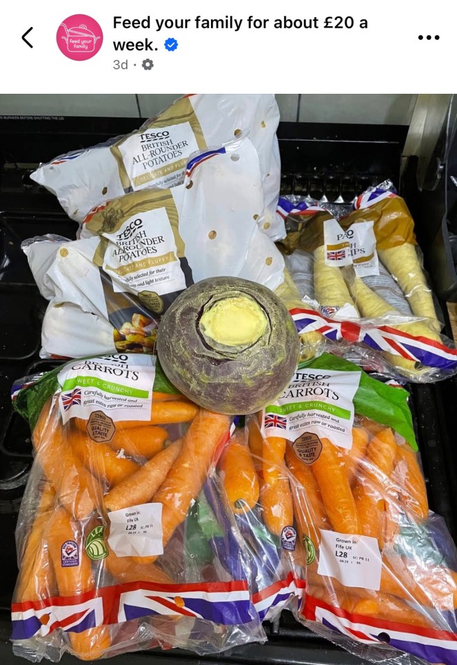 A collection of root vegetables in supermarket packaging